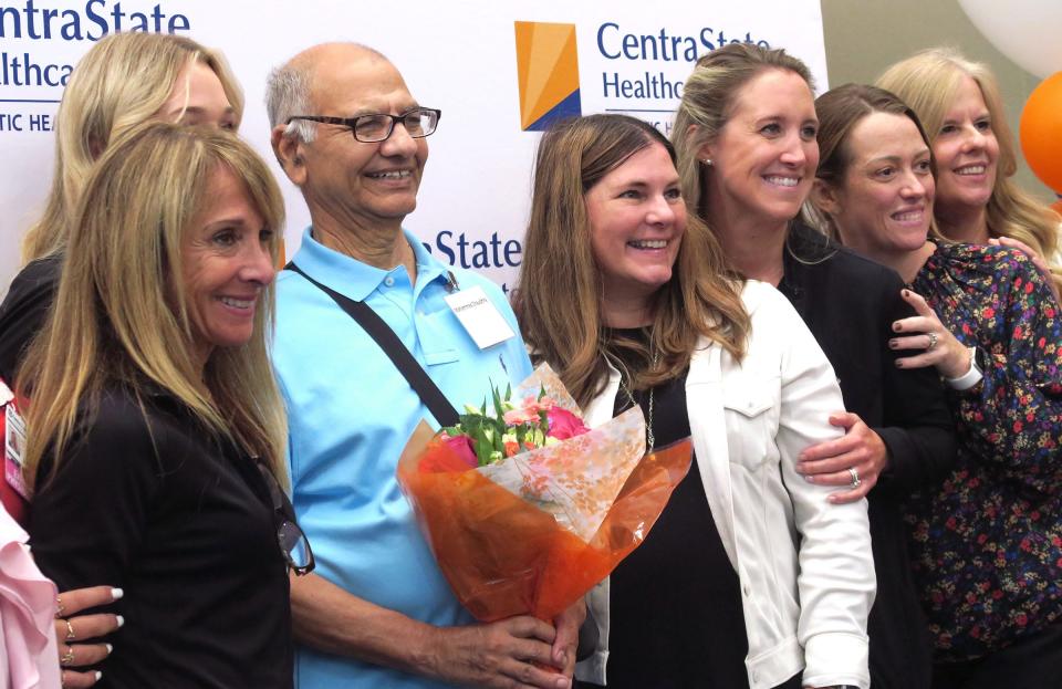 Jackson resident Mohammed Chaudhry smiles along with some members of the cardiovascular team at CentraState Medical Center in Freehold. They were celebrating Mr. Chaudhry’s “graduation day” Thursday, August 31, 2023, from cardiac rehabilitation with a unique “Heart Recovery Reunion.”