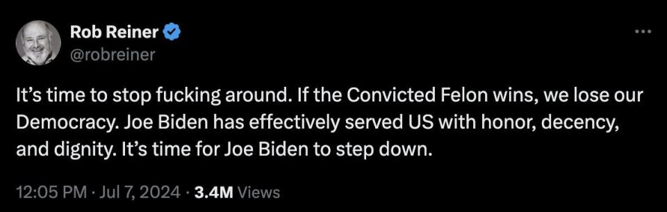 Rob Reiner tweet about Biden