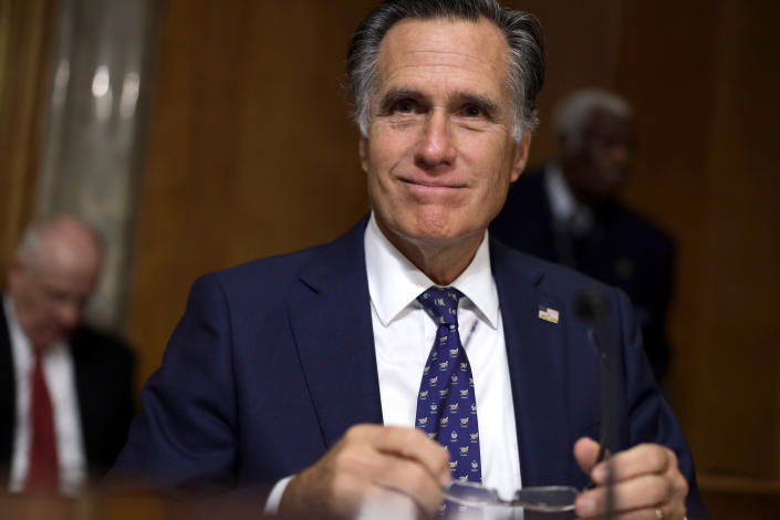  Sen. Mitt Romney (R-UT) is seen during a hearing before Senate Foreign Relations Committee October 22, 2019 on Capitol Hill in Washington, DC.  (Photo: Alex Wong/Getty Images)