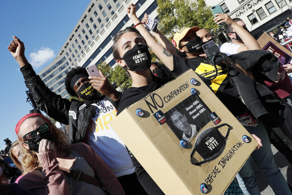 WASHINGTON, DC - OCTOBER 17: Demonstrators on the move during the #CountonUs March Women's Voter Rally on October 17, 2020 in Washington, DC.  (Photo: Paul Morigi via Getty Images)