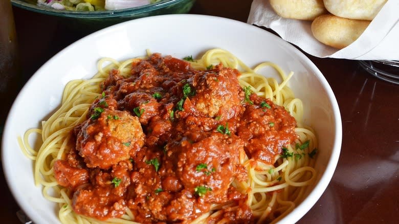 Spaghetti and meatballs from Olive Garden