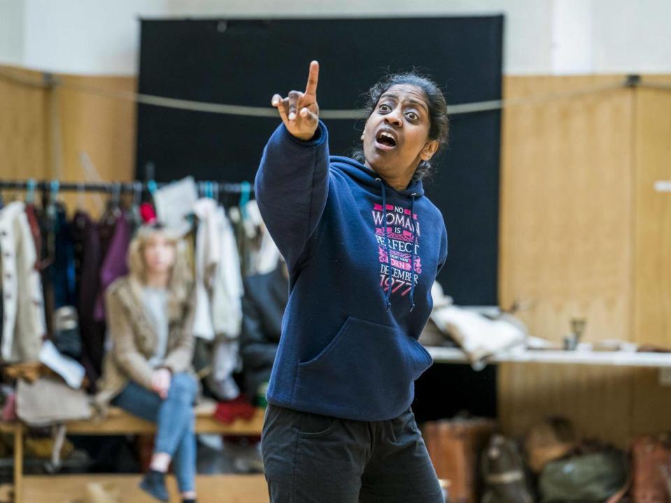 Nadia Nadarajah rehearses for 'Hamlet' (Tristram Kenton)