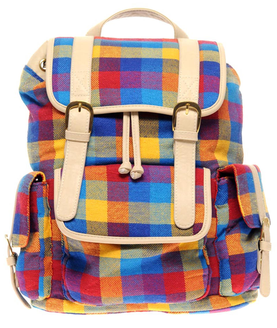 Multi Check Backpack, $60.34, at ASOS