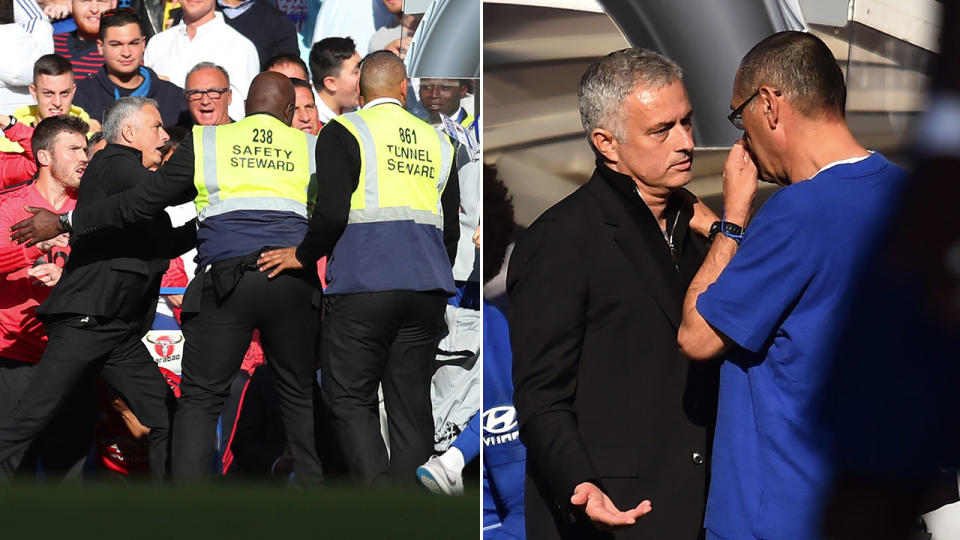 Mourinho was incensed after being taunted by a Chelsea coach. Pic: Getty