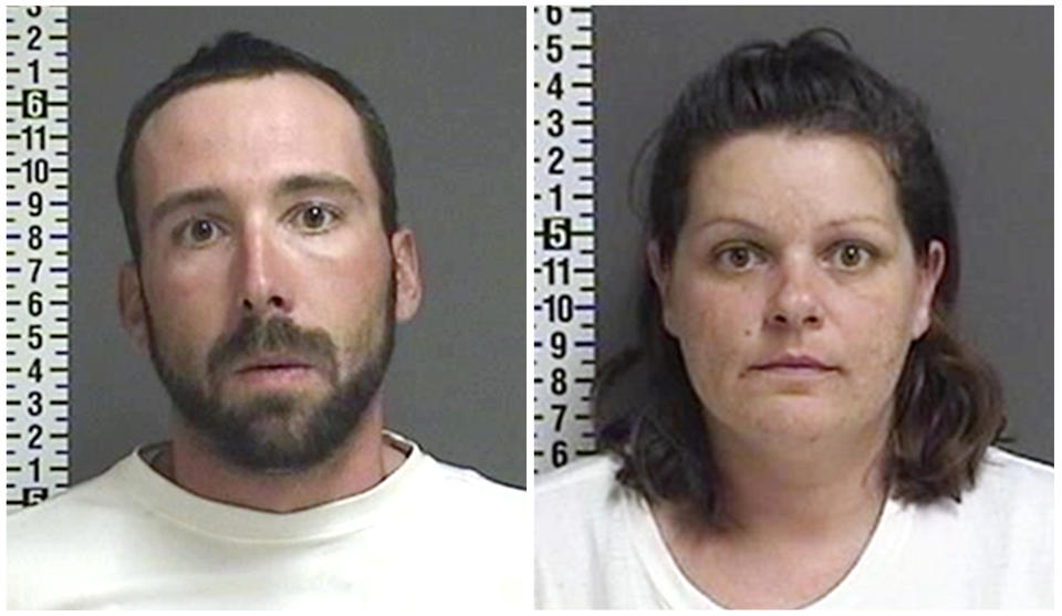 FILE - This combination of file photos provided by the Cass County Sheriff's Office in Fargo, N.D., shows William Hoehn, and his girlfriend Brooke Crews, the two people charged in connection with the murder of Savanna Greywind in North Dakota in August 2017. Republican U.S. Sen. Lisa Murkowski from Alaska is taking up the cause for a bill aimed at helping law enforcement with cases of murdered and missing indigenous women. Former North Dakota Democratic Sen. Heidi Heitkamp introduced and helped pass Savanna's Act in the Senate before she lost election, but it was blocked in the House by a retiring Republican. (Cass County Sheriff's Office via AP, File)