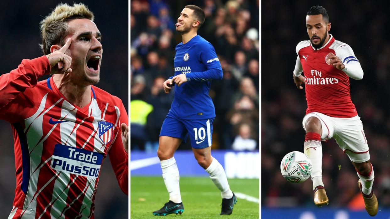Griezmann and Hazard are reported Manchester United targets, while Arsenal’s Theo Walcott is on Everton’s radar (apparently)