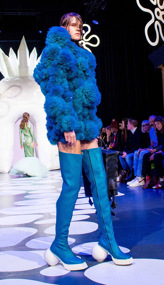 A model presents a creation of Dutch designer Marlou Breuls during a show of Spongebob x Marlou Breuls at the Amsterdam Fashion Week, in Amsterdam, Netherlands, 08 March 2019. The fashion event runs from 07 to 10 March.Marlou Breuls - Runway - Amsterdam Fashion Week, Netherlands - 08 Mar 2019