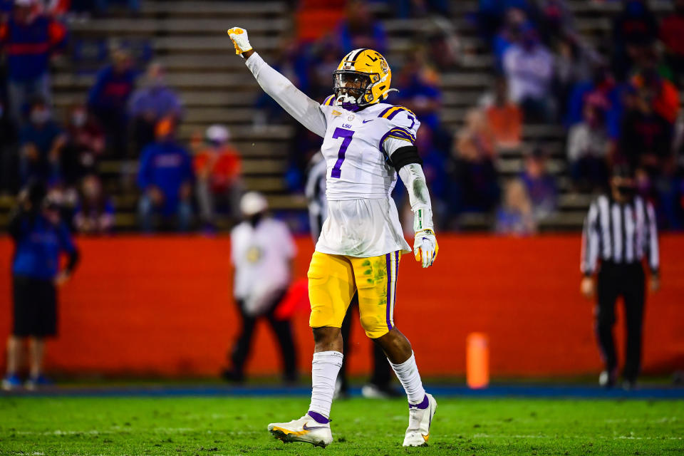 LSU's Jacoby Stevens was strong in the upset over Florida. (Photo by Gus Stark/Collegiate Images/Getty Images)