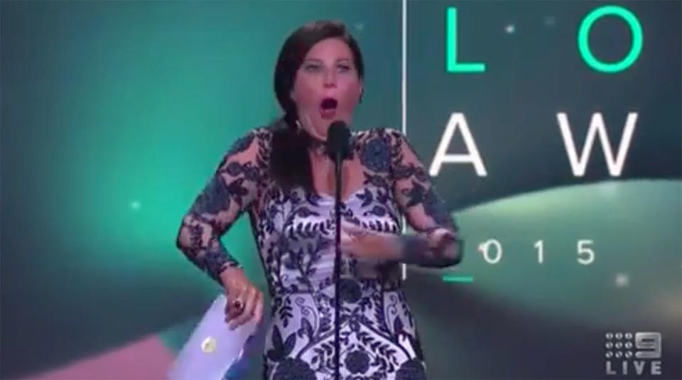 Julia Morris at the Logies in 2015