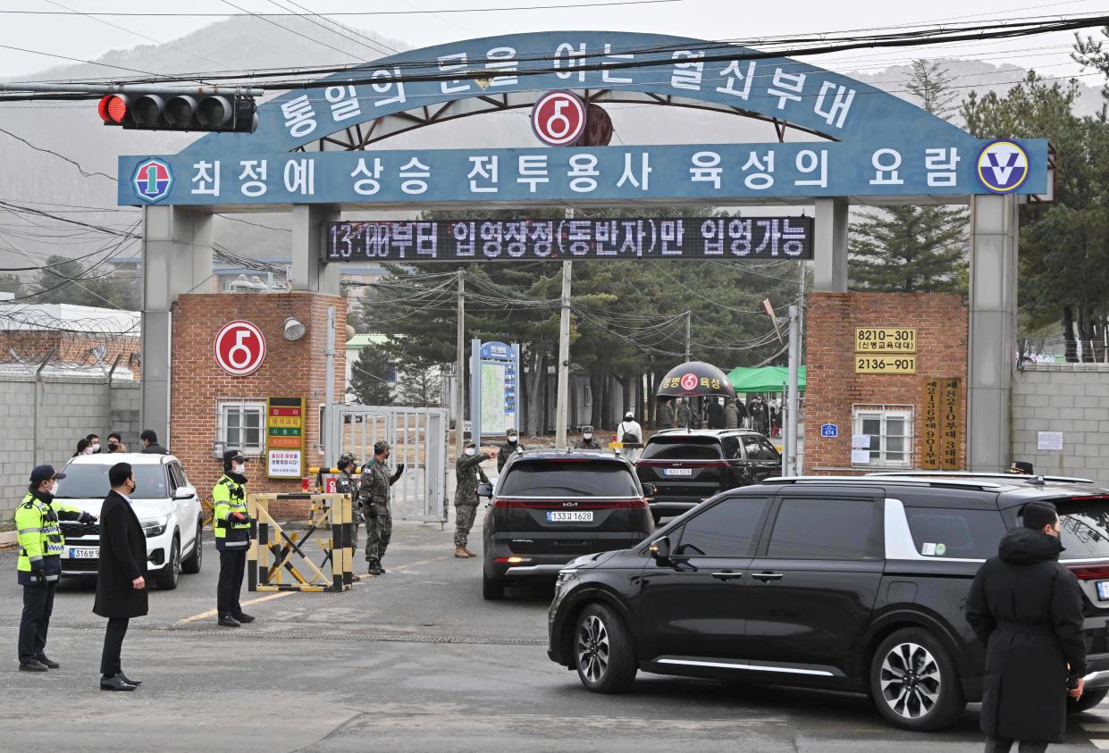 BTS star Jin starts his mandatory South Korean military duty on December 13, 2022, the first band member to enlist since their hiatus announcement this year left fans heartbroken and wondering if this was the end for the K-pop juggernaut.  (Jung Yeon-Je / AFP - Getty Images)