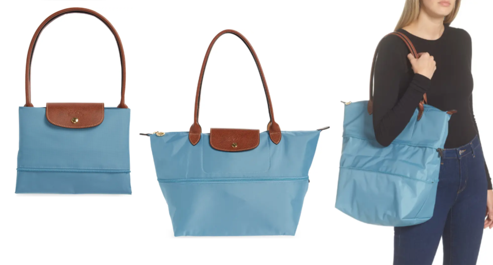 Nordstrom shoppers are raving about the Longchamp Le Pliage Expandable Tote. Images via Nordstrom.