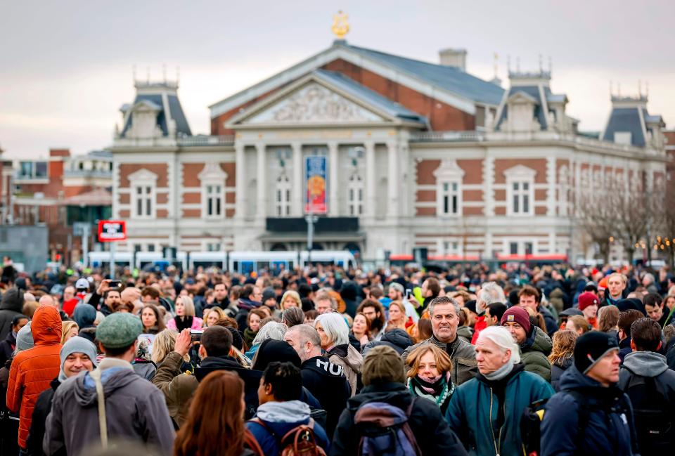 The protesters were seen without face masksANP/AFP via Getty Images