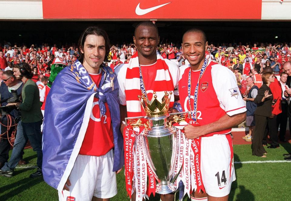 Legends: Robert Pires, Patrick Vieira and Thierry Henry were three key members of Arsenal’s ‘Invincibles’ (Arsenal FC via Getty Images)
