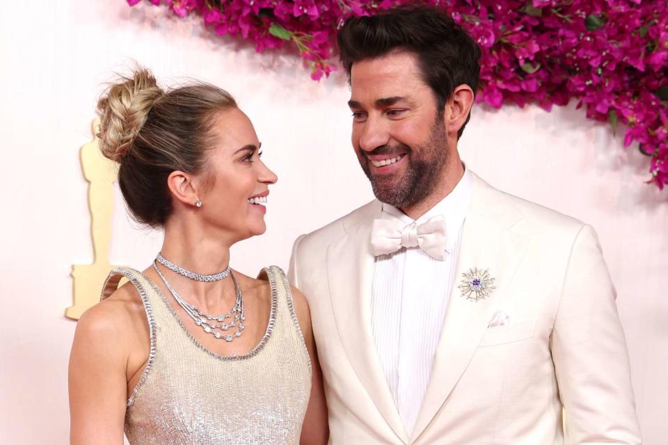 <p>Kevin Mazur/Getty</p> Emily Blunt and John Krasinski