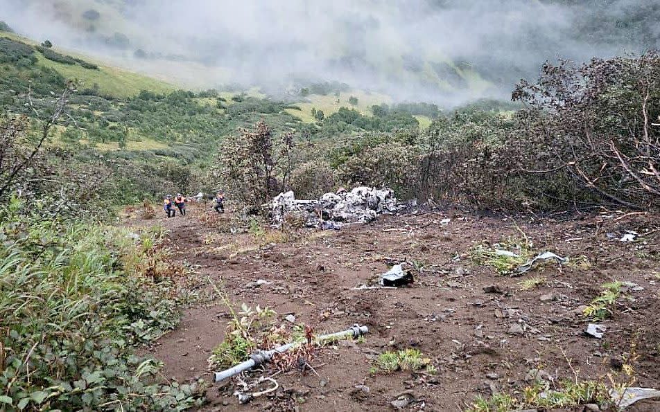 Wreckage at the crash site in Kamchatka