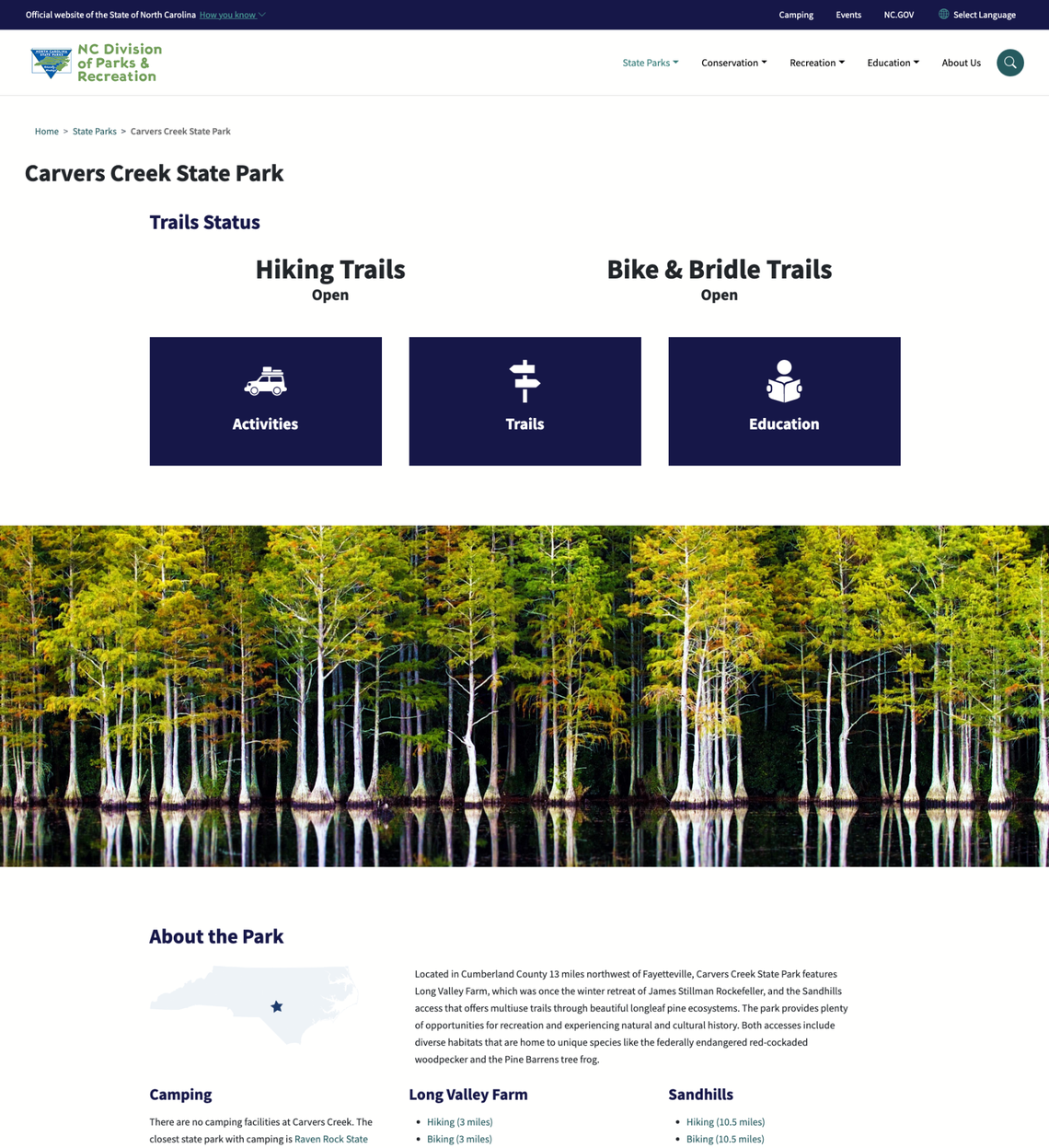 The N.C. Division of Parks and Recreation unveiled a new website on Tuesday, Aug. 30, 2022.