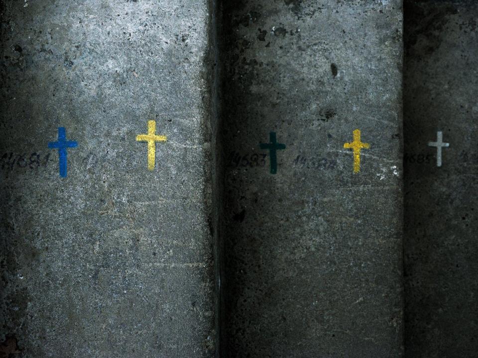 Crosses painted on a wall