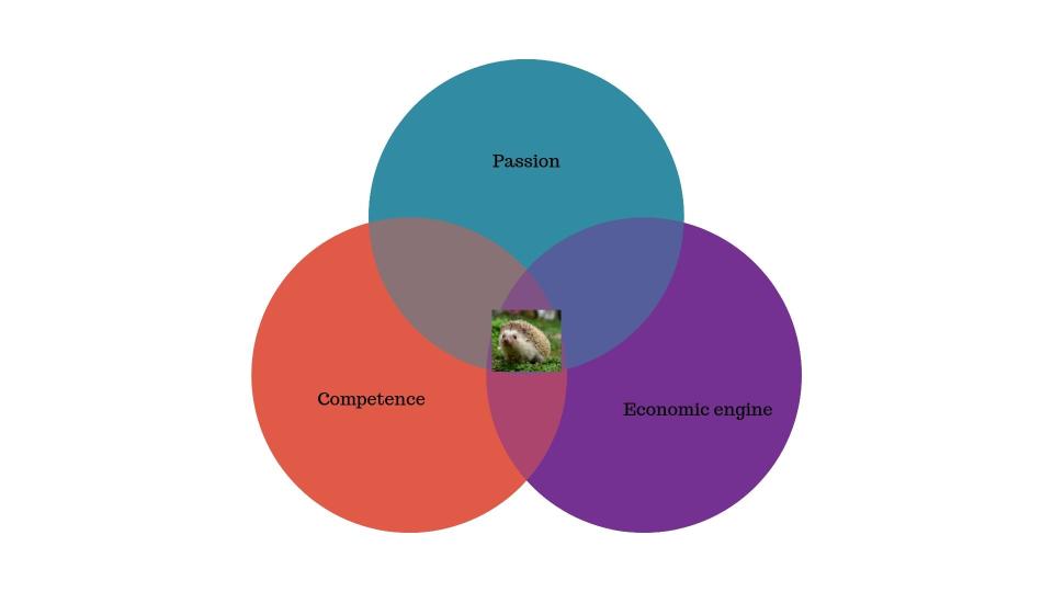 A Venn diagram explaining The Hedgehog Concept.