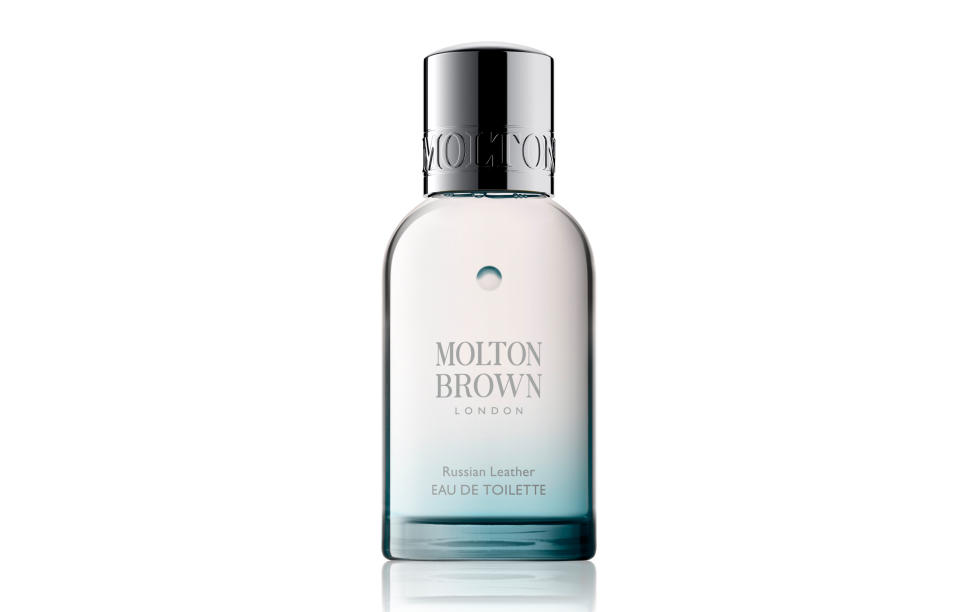 <p><a rel="nofollow noopener" href="https://www.moltonbrown.co.uk/store/collections/russian-leather/russian-leather-eau-de-toilette/KEJ083/" target="_blank" data-ylk="slk:Molton Brown, £45;elm:context_link;itc:0;sec:content-canvas" class="link "><i>Molton Brown, £45</i></a><br><br></p>