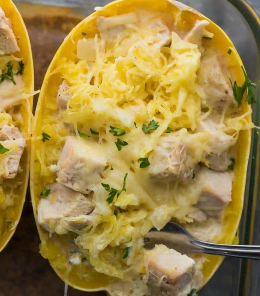 Lemon-Chicken Spaghetti Squash from Sweet Peas and Saffron