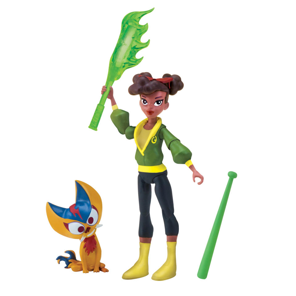 <p>Meet the all-new April in the all-new <em>TMNT </em>cartoon: This artculated action figure comes with a pair of weapons, plus April’s own mutant sidekick. (Photo: Playmates) </p>