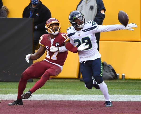 Wide receiver Terry McLaurin (L) and the Washington Commanders will host the Philadelphia Eagles on Sunday in Landover, Md. File Photo by Kevin Dietsch/UPI