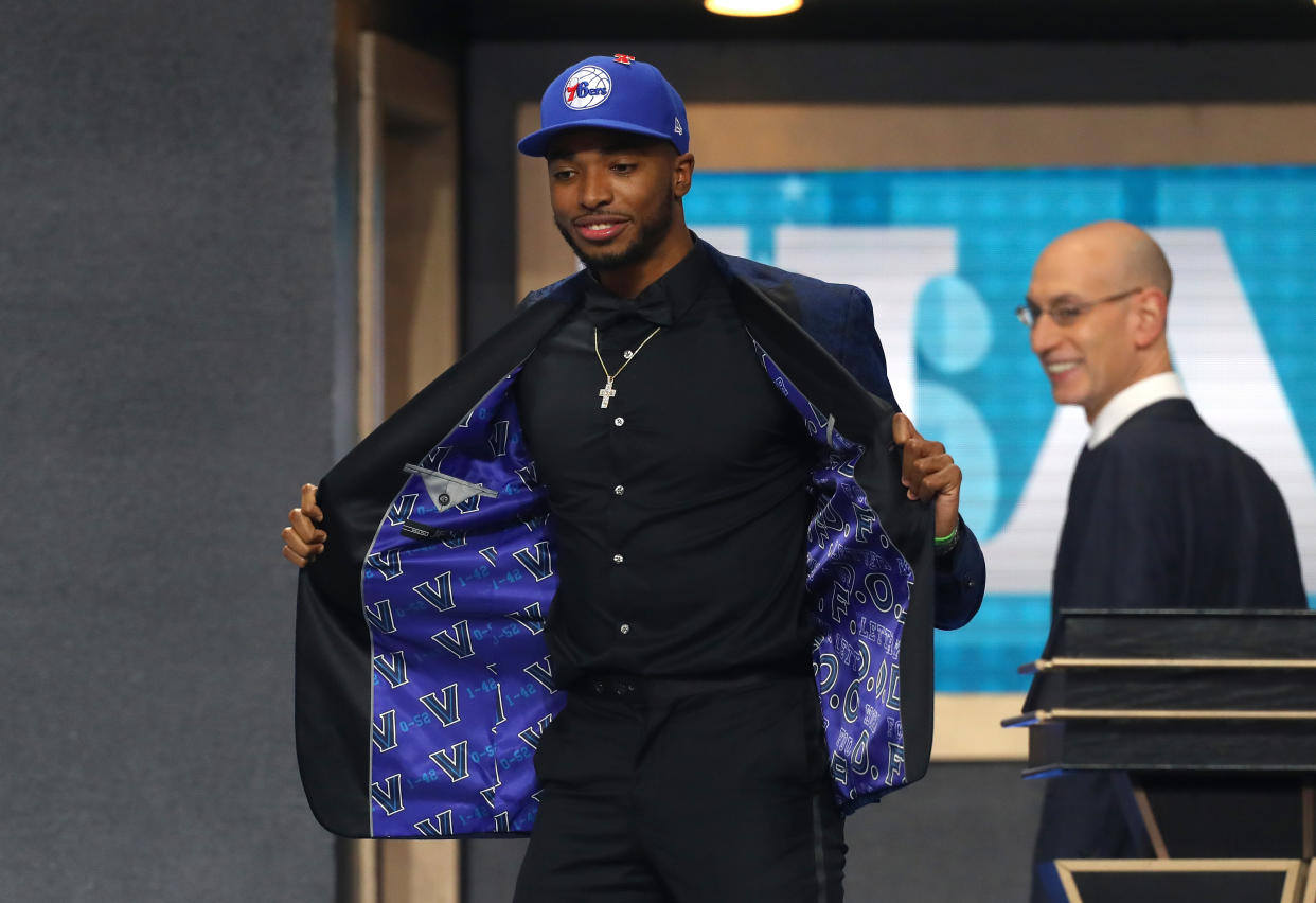 Villanova’s Mikal Bridges, who grew up just outside of Philadelphia, was drafted by the 76ers on Thursday night in the NBA draft. However, the dream of playing for his hometown team was taken away from him just six picks later when he was traded to the Phoenix Suns. (Getty Images)