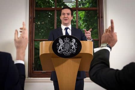 Britain's Chancellor of the Exchequer George Osborne speaks at a news conference in central London, Britain June 27, 2016. REUTERS/Stefan Rousseau/Pool