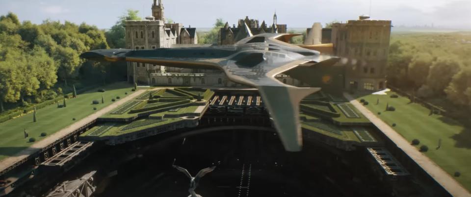 Black Adam Hawkman jet leaving estate