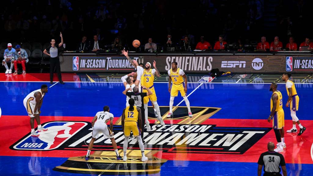  The Los Angeles Lakers vs. the New Orleans Pelicans in the 2023 NBA In-Conference Tournament semifinal. . 