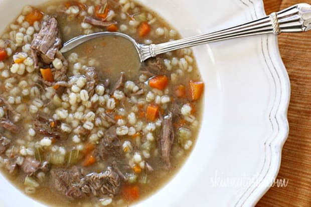 <p><a href="https://www.skinnytaste.com/beef-barley-soup/" rel="nofollow noopener" target="_blank" data-ylk="slk:Skinny Taste;elm:context_link;itc:0;sec:content-canvas" class="link ">Skinny Taste</a></p>