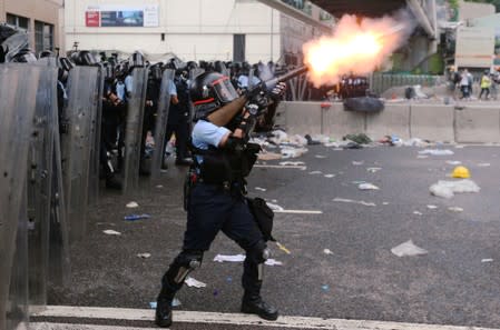 Protesters demonstrate against a proposed extradition bill in Hong Kong