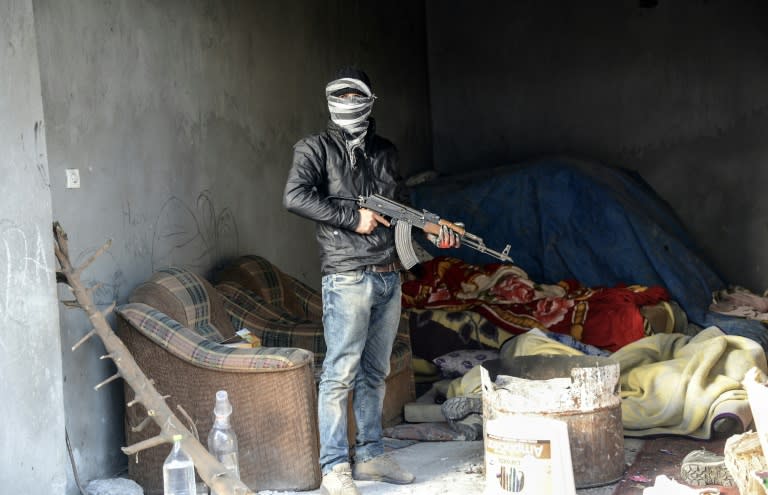 File picture shows a member of the Kurdistan Worker's Party (PKK) in Cizre, southeastern Turkey