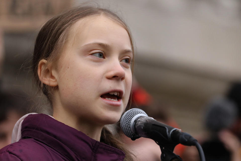 Swedish activist Greta Thunberg demonstrating with the Swiss Climate Youth in Lausanne, Switzerland.