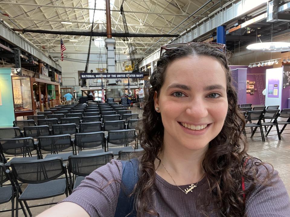 Talia Lakritz at the National Museum of the United States Navy.