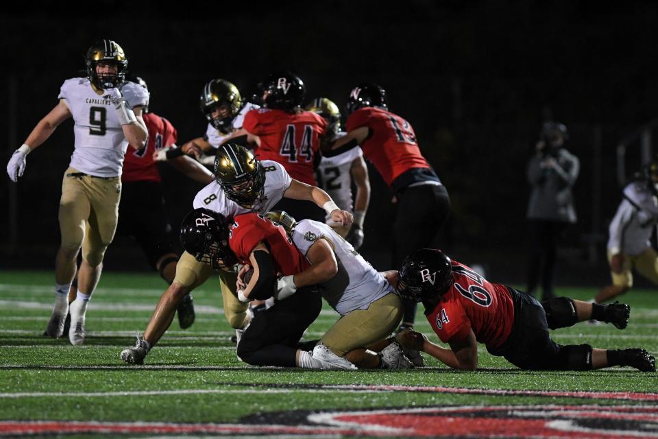 Brandon Valley Lynx plays against the Jefferson Cavaliers on Thursday, Oct. 26, 2023 at Brandon Valley High School in Brandon, South Dakota. Brandon Valley won the game by 41-21.