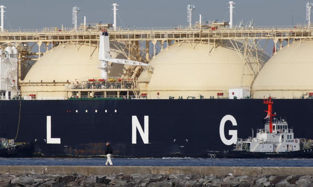 A LNG tanker docked in Japan.