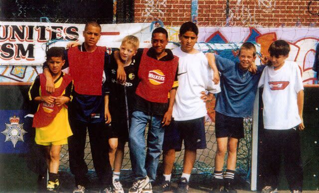 Kyle Walker, left, started out at Sheffield-based charity Football Unites Racism Divides