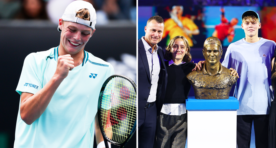 Pictured left Cruz Hewitt and right with father Lleyton