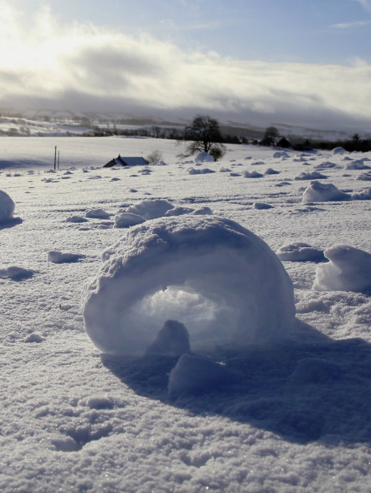 <em>Snow rollers are formed when the snow is cold but not frozen and the wind is strong enough to move snow but not break it (SWNS)</em>