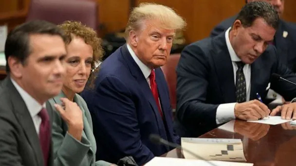 PHOTO: Former President Donald Trump appears in court for an arraignment on charges stemming from his indictment by a Manhattan grand jury following a probe into hush money paid to porn star Stormy Daniels, in New York City, Apr. 4, 2023. (Seth Wenig/Pool via Reuters)