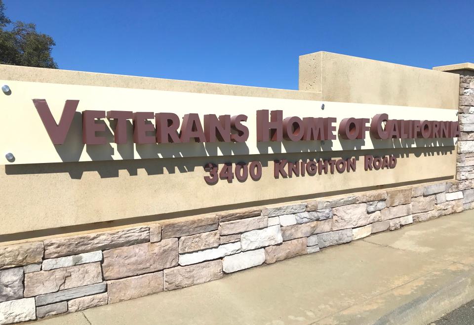 Sign at the entrance to the Redding Veterans Home on Knighton Road.