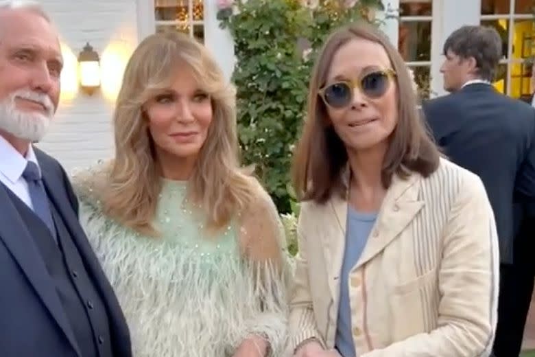<p>Jaclyn Smith/Instagram</p> Jaclyn Smith and Kate Jackson pose for a photo together at the wedding of Smith