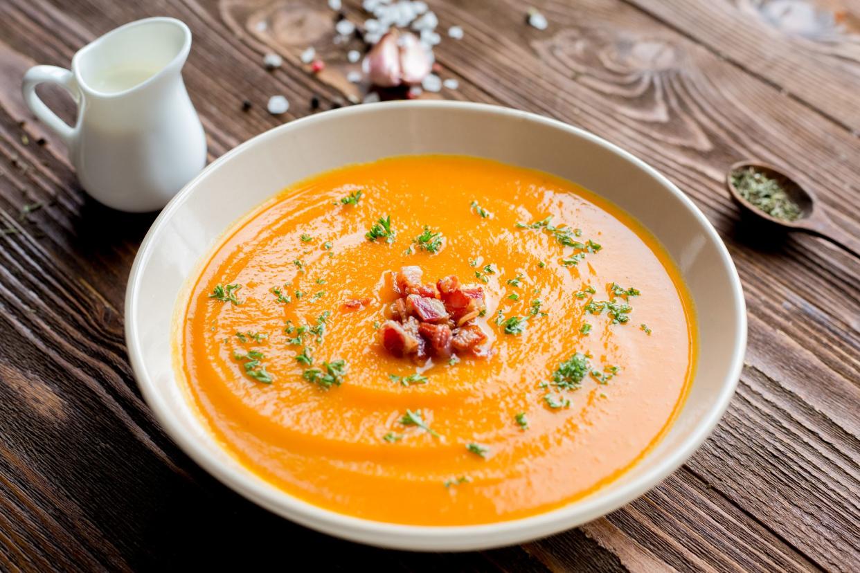 pumpkin cream soup with bacon