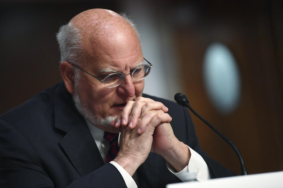 Center for Disease Control (CDC) Director Dr. Robert Redfield, testifies before a Senate Health, Education, Labor and Pensions Committee hearing on Capitol Hill in Washington, Tuesday, June 30, 2020. (Kevin Dietsch/Pool via AP)