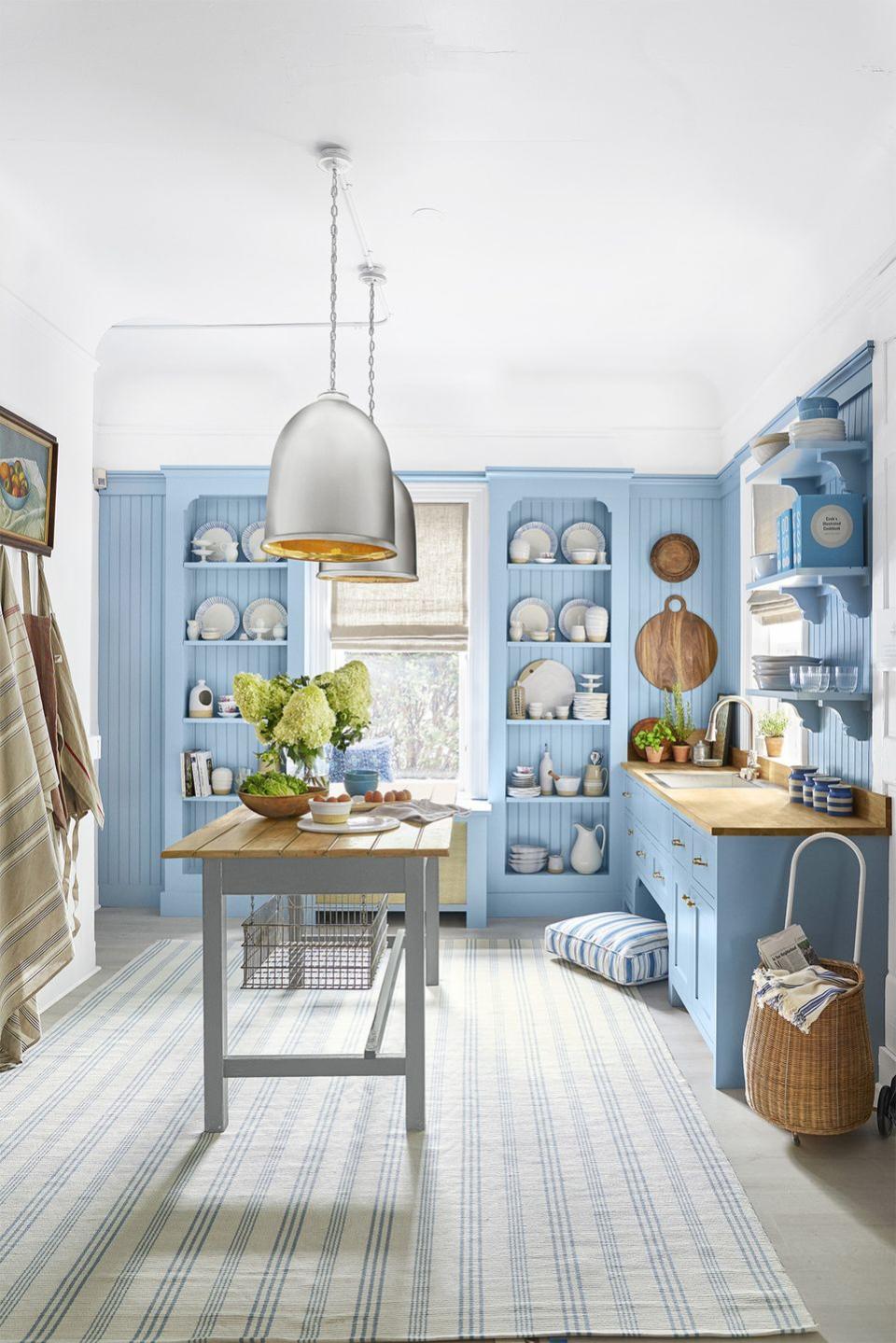 blue kitchen cabinets