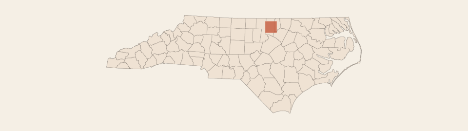 Small map of North Carolina emphasizing a part of Granville County