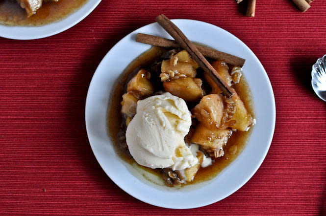 <strong>Get the <a href="http://www.howsweeteats.com/2011/10/crockpot-caramel-apple-crumble/" target="_blank" rel="noopener noreferrer">crockpot caramel apple crumble recipe</a> from How Sweet Eats.</strong>