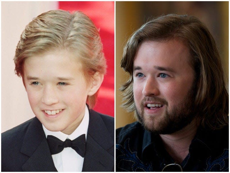 A composite image of Haley Joel Osment at the 2000 Academy Awards (left) and today.