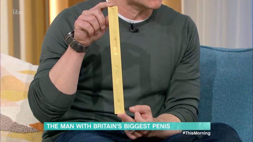 Barr’s manhood measures over 12 inches long. ITV